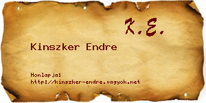 Kinszker Endre névjegykártya